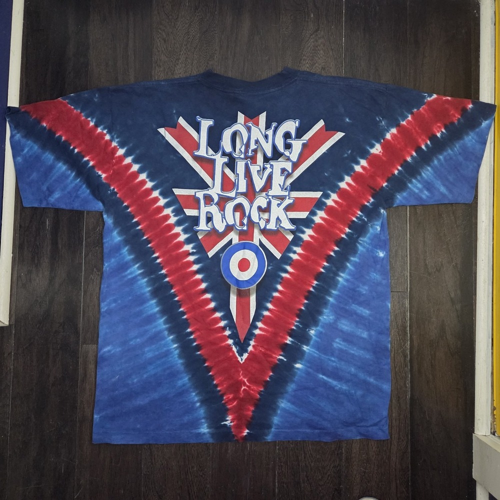 Vintage Y2K The Who Liquid Blue Graphic T Shirt Mens XL Long Live Rock Tie Dye - Picture 8 of 9